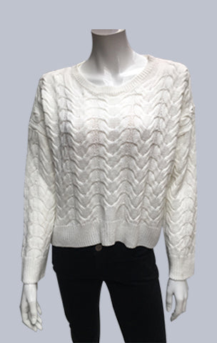 #Crop ,Cable, Box Jumper - White