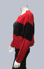 #Crop, Cable, Mohair-like jumper Red/Black Stripe