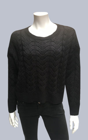 #Crop, Cable, Box jumper - Black