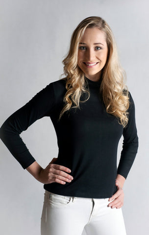 Black Skivvy, Long Sleeve, Turtle Neck- NOIR BLACK