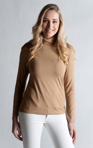 #Skivvy,Long Sleeve, Turtle Neck- CAMEL BEIGE