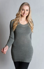 Long Round Neck Jumper- WINE