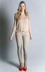 Long Sleeve Boat Neck Sweater-TAN