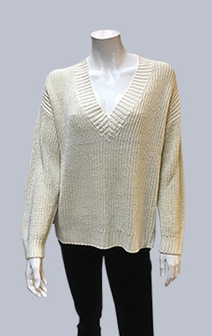 Box V Neck Jumper - Ecru