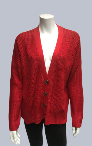 Oversized Box Cardigan - Red